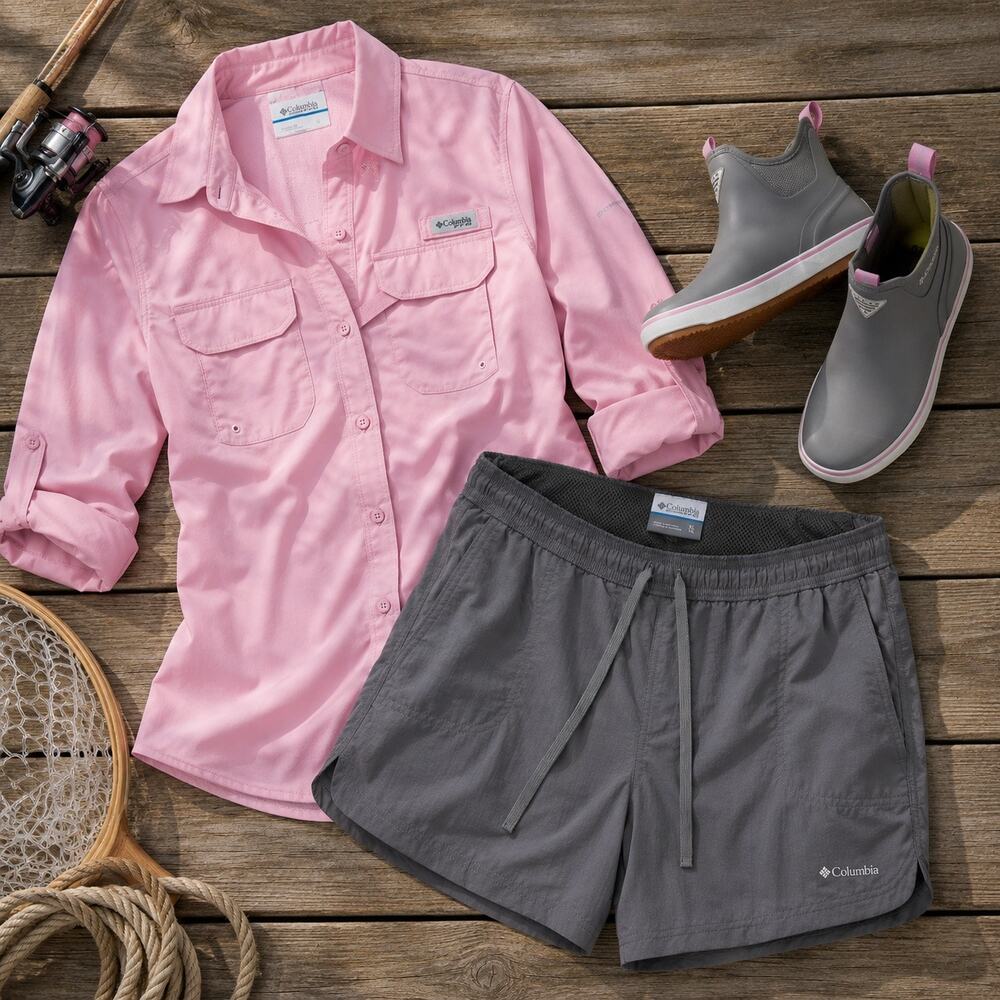 Columbia Women’s Gray PFG Fishing Shorts Drawstring XL